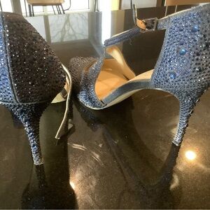 Jessica Simpson Blue Rhinestone straps heels 10